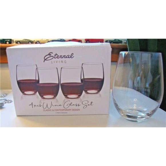 Wine Glasses Stemless CRYSTAL  CLEAR Wine Glass, 14-Ounce, Set of 4 - Picture 3 of 3